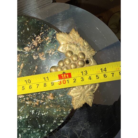 Georges Briard vintage green marble Charcuterie Board With Gold Tone Grapes - Picture 5 of 5